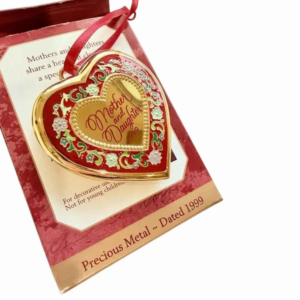 Vintage Hallmark Keepsake Mother and Daughter Heart Christmas Ornament 1999